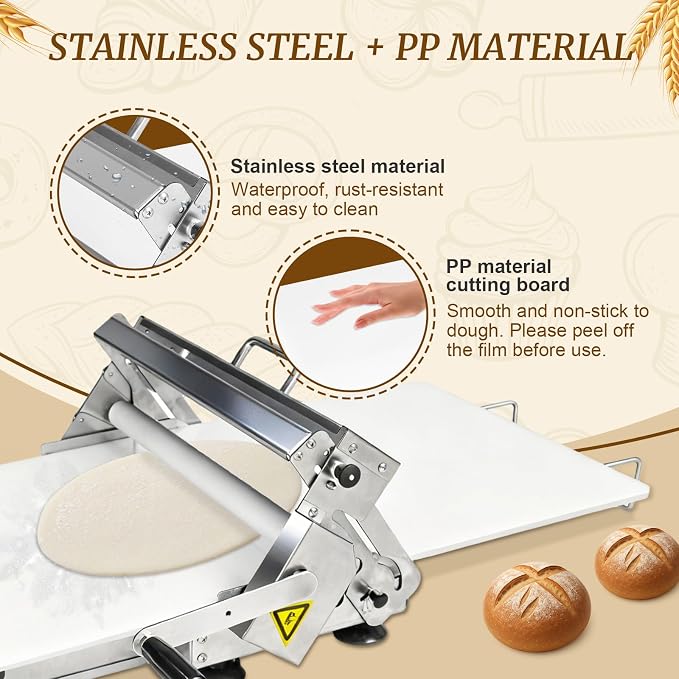 Manual Dough Sheeter 35.4" ×15.7",Roller Machine,Commercial Folding Dough Maker with Carry Handle, Adjustable Thickness for Pizza, Pasta, Pastry