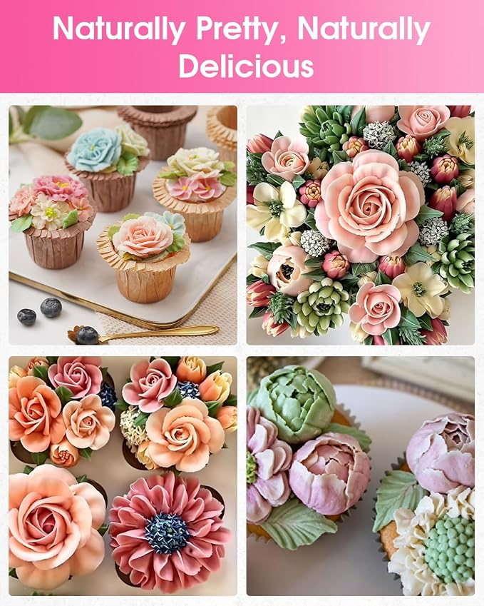 64 Pcs Stainless Steel Russian Piping Tip Set, 10 Flower Nozzles Baking for Flower Decorations: Roses, Tulips, Marshmallow Buttercream Bouquets, Cake Decorating Supplies for Wedding