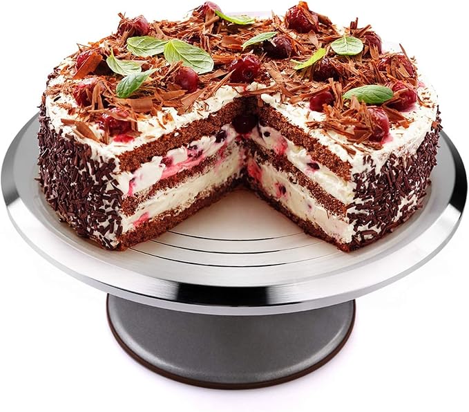 12'' Cake Stand, Cake Spinner Cake Decorating Supplies, Round Decorating Turntable Revolving Aluminum Table Holder Baking Display Tray Plate Tools Accessories for Birthday Wedding Party