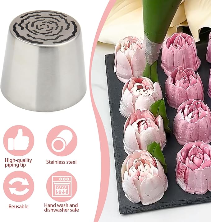 Extra Large Russian Piping Tips for Marshmallows Stainless Steel Flower Frosting Nozzles many styles Cake Decorating Baking tool for Buttercream, Cupcakes Cookies(SL84)