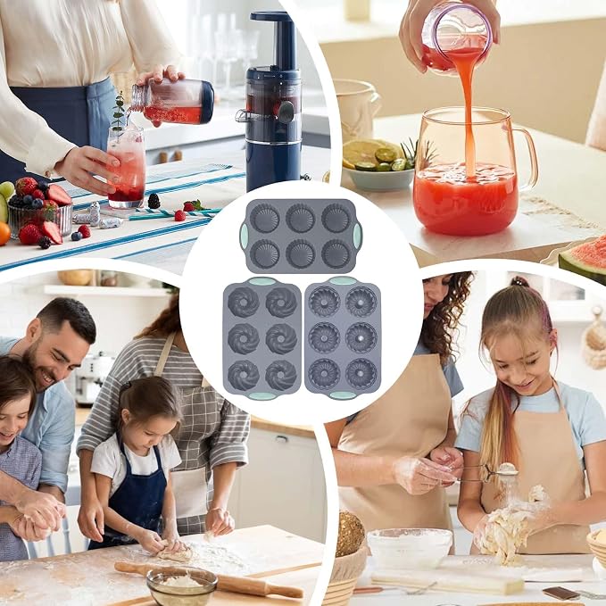 Ice Donuts Mold - Silicone Freezer Molds, Wreath Design Silicone Blocks Maker | 3 Pieces Ice Tray For Kitchen Drinks Beverage Cocktail Soap Chocolate Pasty DIY Bakery Holidays Christmas