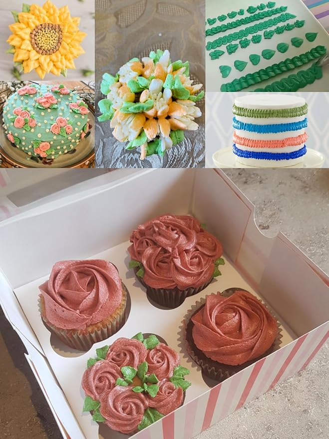 Russian Leaf Piping Tip Set,#65 66 67 68 70 74 352 Icing Tips for Leaves,Ruffles,Petals,Smal Leaf Decorating Tips wth Standard Plastic Coupler,8 Pcs