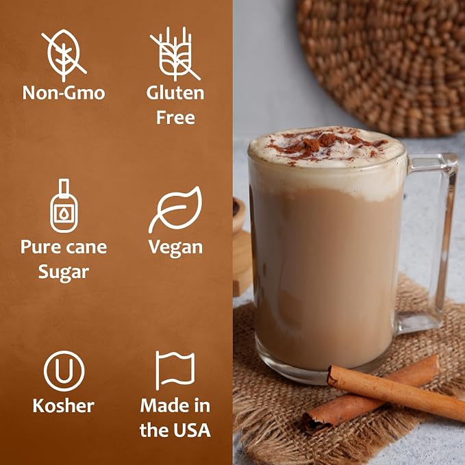 Syruvia Coffee Syrup, Cinnamon Dolce Flavored Syrup for Drinks, Lattes, and Desserts – 25.4 fl oz - with Pump