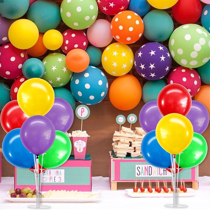 TONIFUL 4 Set Colorful Centerpieces for Table,Balloon Stand Kit for Kid Party Decor,Birthday Decorations Anniversary Baby Shower Fiesta Mexican Party