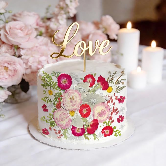 48 Pcs Mix Natural Dried Pressed Flowers for Cake Decorating, Real Dry Flower for Resin Jewelry Making, DIY Art Crafts (Rose)