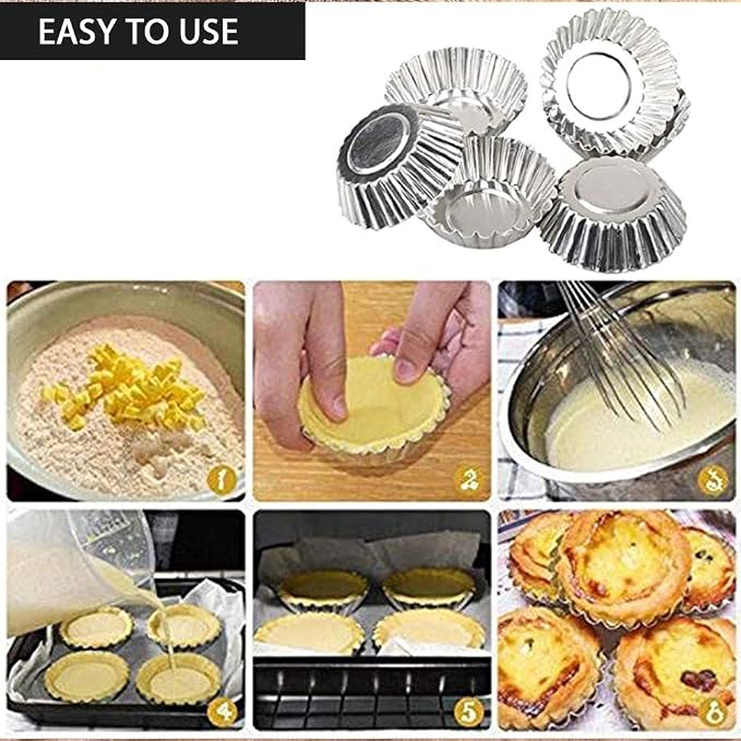 JTLB Egg Tart Mini Aluminum Cake Muffin Tins Pans Non Stick Cupcake Kitchen Reusable Baking Tools (30*Egg Tart Mo LDS)