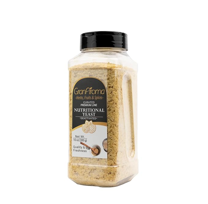 GranAroma Nutritional Yeast, Perfect for Popcorn, Pasta, Salads & Vegan Cheese (10 Ounce)