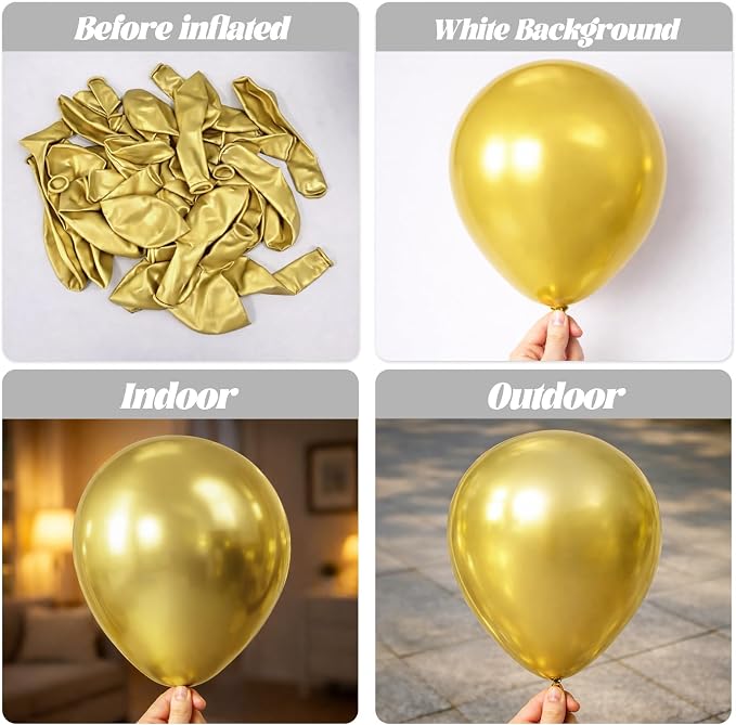 Voircoloria 90pack Metallic Gold Balloons Different Size 18/12/10/5 Inch Chrome Gold Balloon Garland Arch Kit for Wedding, New Year, Birthday, Graduation, Bridal Shower, Baby Shower Decorations