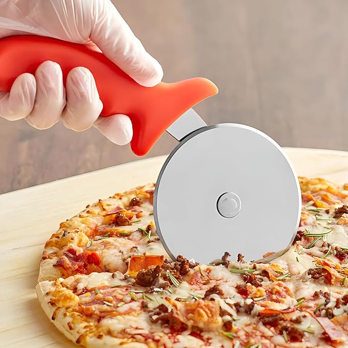 Pizza Cutter Wheel, Stainless Steel Slicer, Sharp Classic Cutters, Kitchen Gadget with finger guard protects, Easy dishwasher cleaning