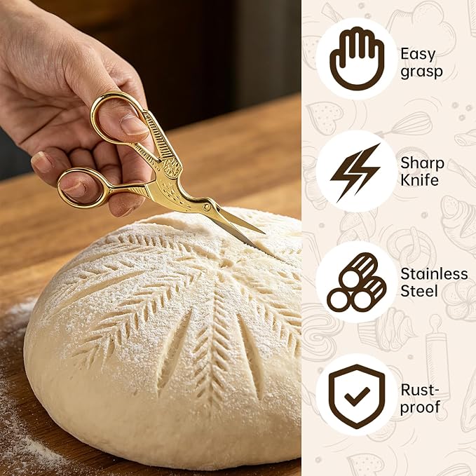 Bread Scoring Tool for Sourdough, Baking Accessories Sourdough Scissors | 2 Pack Sourdough Scorer, Sharp Stainless Steel Scissors, Dough Decorating & Scoring Tool for Artisan Baking