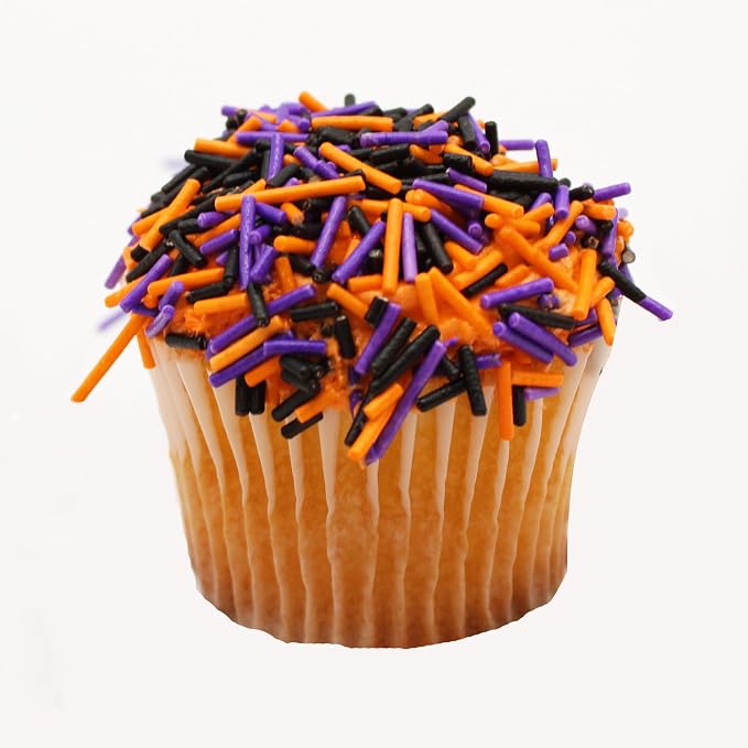 Naturejam's Halloween Sprinkles Cake Decorations - 8 oz Scary Halloween Decorations - Purple, Orange & Black Cake Supplies - Spooky Decor - Cupcake Toppers & Ice Cream Jimmies