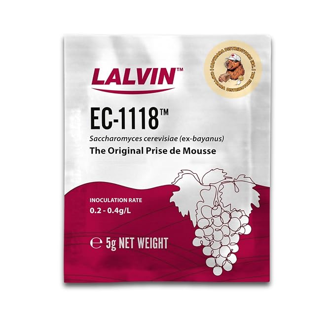 Lalvin EC-1118 Wine Yeast (10 Pack) - Champagne Yeast - Make Wine Cider Mead Kombucha At Home - 5 g Sachets - Saccharomyces cerevisiae - Sold by CAPYBARA Distributors Inc.