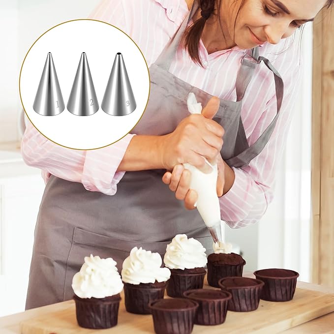 3 Pcs Small Piping Tips Round Icing Tips Set Cookie Decorating Tip for Frosting Nozzles for Detail Writing,Cookie Cupcake Decorating Pastry