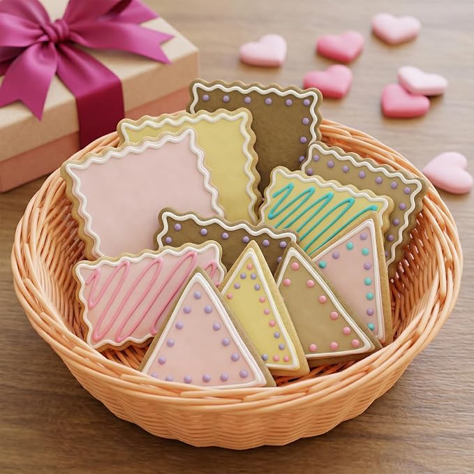 11 PCS Rectangle Cookie Cutter Set with Scalloped Edge - Assorted Sizes Stainless Steel Square Cookie Cutter, Fluted Edge Plaque Frame Rectangluar Cookie Cutters Shapes Fondant Molds for Baking