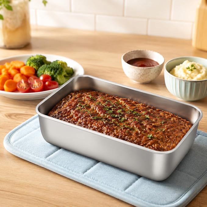 Homikit 1 Pack Stainless Steel Loaf Pan, 9x5 Inch Medium Bread Pan Non Toxic, Metal Meatloaf Tin for Baking Homemade Sandwich Sourdough Bread Pound Cake, Oven & Dishwasher Safe, Rust Free