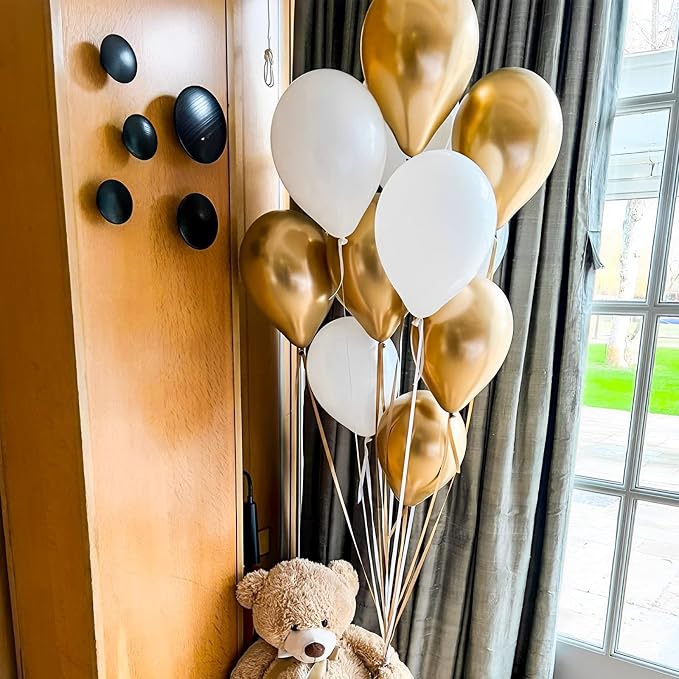 Voircoloria 105pcs Metallic Gold Balloons 12inch Party Latex Balloons for Birthday Graduation Baby Shower Wedding Anniversary New Year Party Decorations