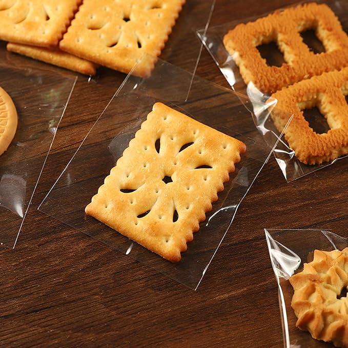 Morepack Self Sealing Cellophane Bags,3x5 Inches 200 Pcs Clear Cookie Bags Resealable Cellophane Bag for Packaging Cookies,Favors, Products,Candy (Mini Size)