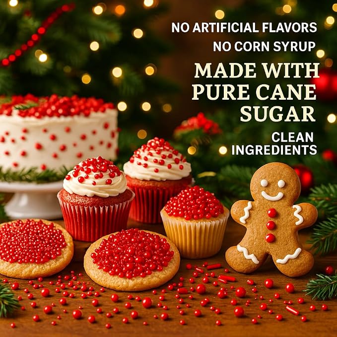 Confect Red Sprinkles Mix – Valentine’s Day, Birthday Cake & Cupcake Decoration – Includes Dragees, Jimmies & Sparkling Sugar –Edible Dessert Topping-Vegan, Gluten-Free, Nut-Free, Soy-Free, Dairy-Free, Palm Oil-Free- 5 Oz