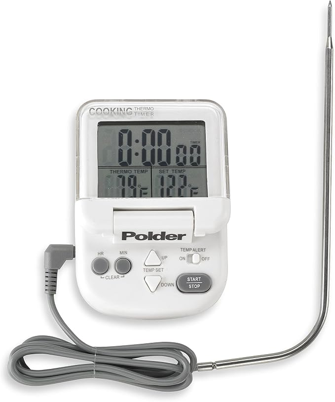 Polder Digital In-Oven Thermometer/Timer, White