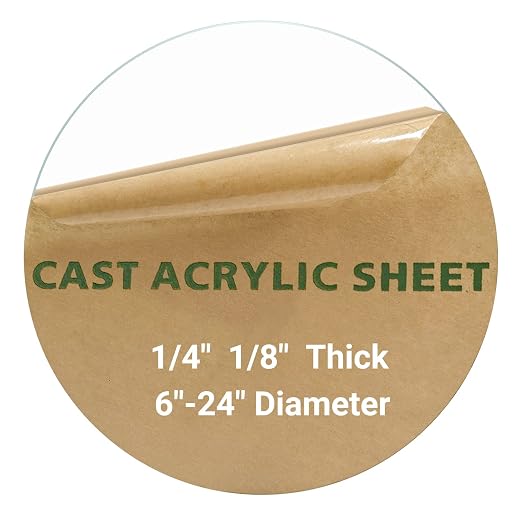 1 Pieces 1/4" Round Plexiglass Sheet, 16 Inch Diameter Clear Acrylic Circle, Round Cake Disk Acrylic Sheet, Plexiglass Table Top, Acrylic Backdrop