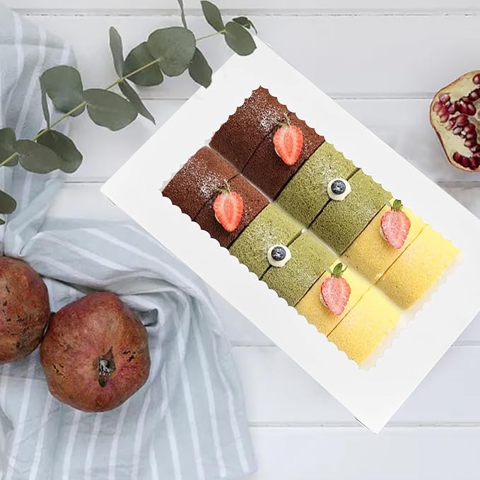 MUMULULU 12 PCS 16x11x4 Inch Cake Boxes with Window White Bakery Boxes Large Treat Box for Donuts Cookies Dessert Cupcakes Pastry Baking Pie Packaging