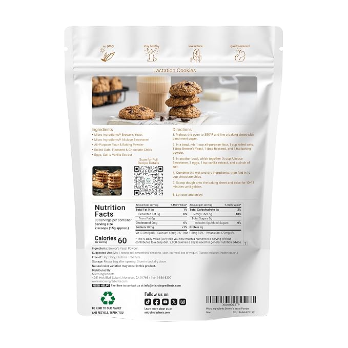 Brewers Yeast Powder for Lactation, 3lbs (90 Servings) | Debittered Brewers Yeast for Breastfeeding Support | Great for Lactation Cookies & Tea | Rich Vitamin B Complex & Protein Source | Non-GMO