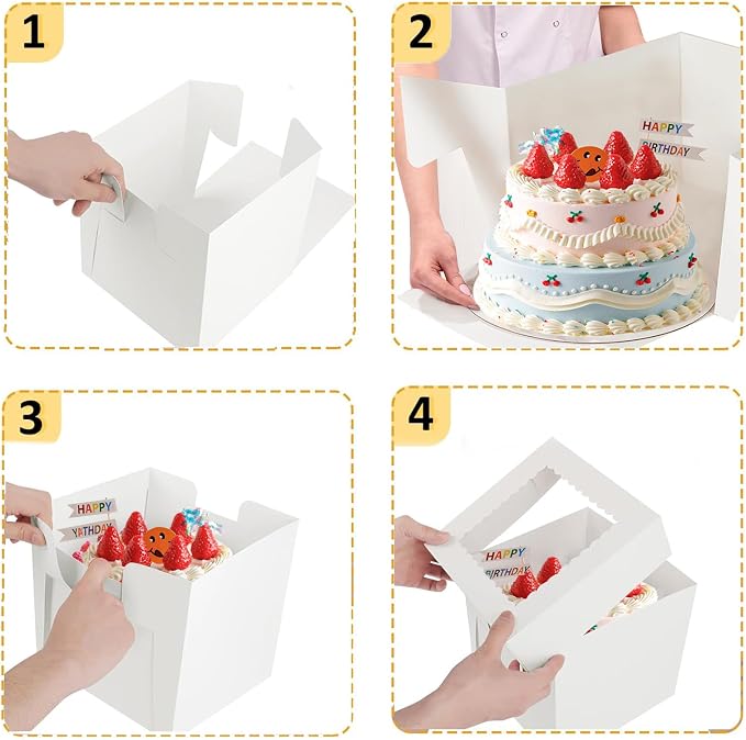 20Pack 8 Inch Cake Boxes, 8X8X8 Inch White Bakery Boxes With Windown For Chocolates, Cajas Pasteles, Cookie, Pastries,Pie, Home Bakers, Gift Cakes For Wedding, Birthday, Fathers Day