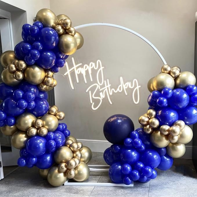 Voircoloria 130pcs Royal Blue Balloons Different Sizes 18" 12" 10" 5" Party Latex Balloons for Birthday Graduation Baby Shower Anniversary Nautical Party Decorations