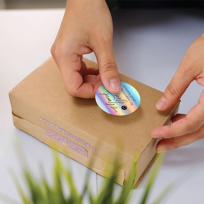1000 PCS Holographic Thank You Stickers for Small Business | 1.5 Inch, Self-Adhesive Waterproof Labels, Smile Design Stickers, Envelope Seals for Packaging, Gift Bags, Boxes