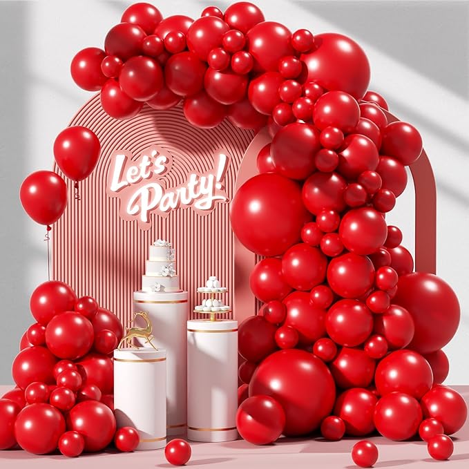 120pcs Red Balloon Arch Kit, 18 12 10 5 inch Red Latex Balloons Different Sizes Balloon Garland for Baby Shower Wedding Valentines Christmas Birthday Party Decorations
