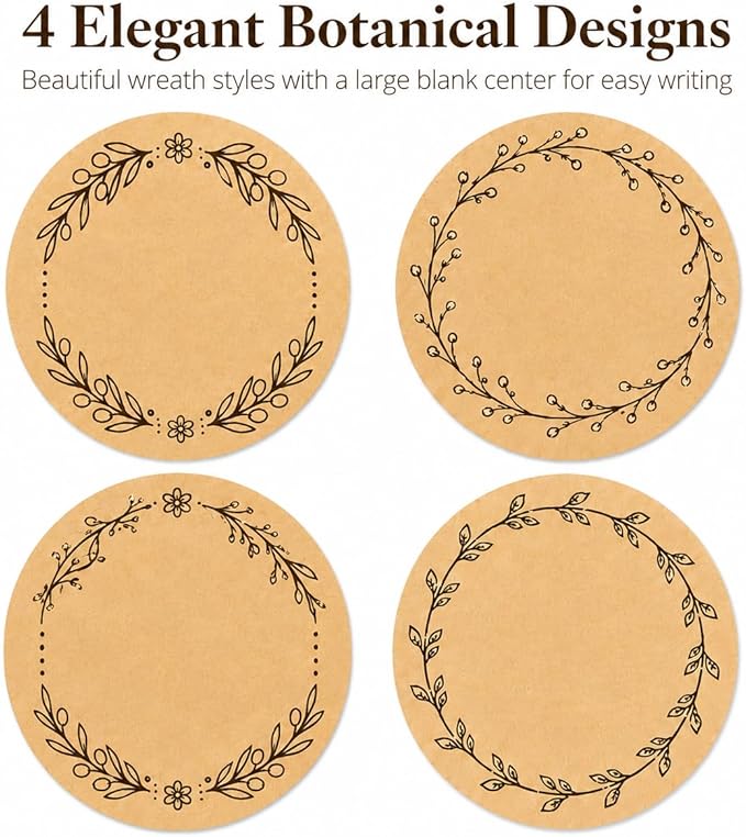 IBAKE Blank Kraft Canning Labels, 500 Writable Stickers for Jars and Containers, 2 Inch Round Labels for Mason Jars, Homemade with Love, Food Labels for Packaging & Gifts