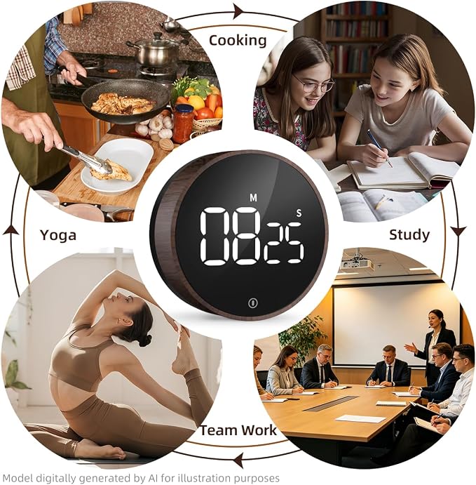 VOCOO Digital Kitchen Timer - Magnetic Countdown Countup Timer with Large LED Display Volume Adjustable, Easy for Cooking and for Seniors and Kids to Use
