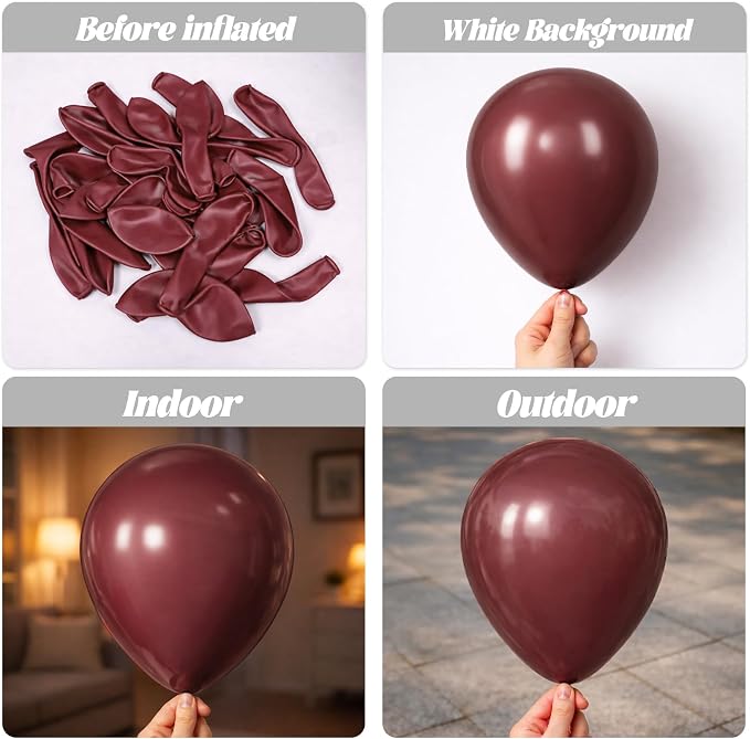 Voircoloria Burgundy Balloons, 66pack 12inch Maroon Latex Party Balloons for Graduation, Thanksgiving Day, Autumn Fall Theme Party, Wedding, Birthday, Valentines, Baby Shower Party Decorations