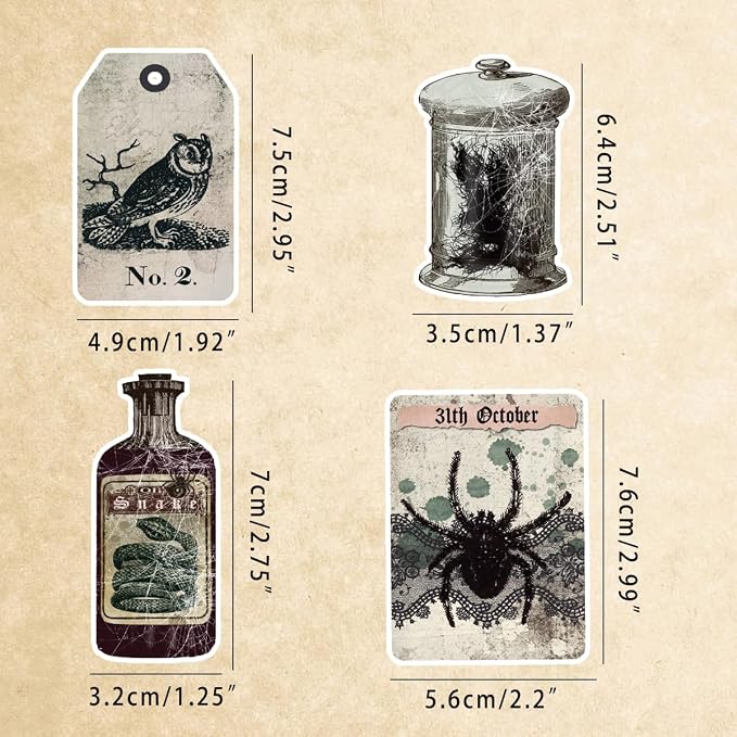 Prstincol 106 Pcs Potion Labels Stickers, Apothecary Sticker Dark Aesthetic Wine Bottle Sticker for Scrapbooking, Wicca Stickers for Junk Journal Bullet Journals DIY Crafts