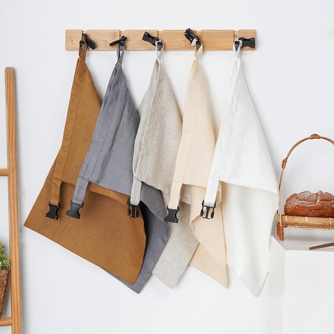 2 Pack 100% Linen Bread Bags for Homemade Bread Sourdough 13 x 19.6 Inch Reusable Bread Storage Bag 7.8 x 28.7 Inch for large Baguette (Dark Yellow)
