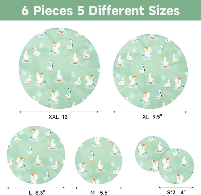 6PCS Bowl Covers Reusable Bread Proofing Bowl Covers Sourdough Bread Baking Accessories, Goose