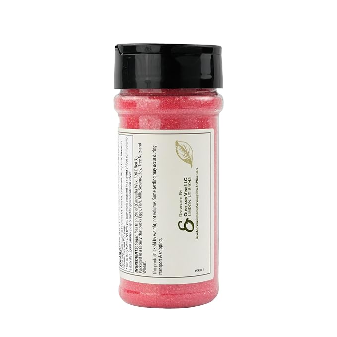 Olive & Vine Pink Sanding Sugar, Sweet Finish, For Baking & Decorating, Rich Tradition, Authentic Taste, For Global Recipes (8 Ounce)