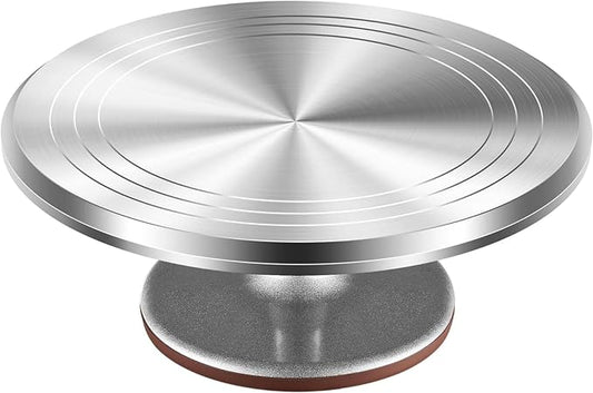 12-Inch Aluminum Alloy Cake Turntable for Frosting, Ultra-Smooth Rotating Icing Stand with Non-Slip Base, Heavy-Duty Decorating Rotating Cake Stand for Baking, DIY Crafts, and Cake Decoration