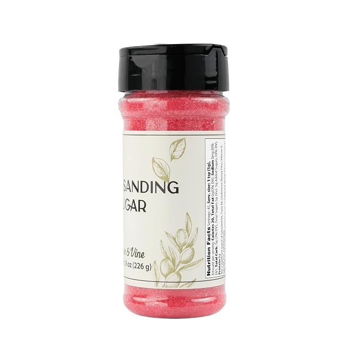 Olive & Vine Pink Sanding Sugar, Sweet Finish, For Baking & Decorating, Rich Tradition, Authentic Taste, For Global Recipes (8 Ounce)