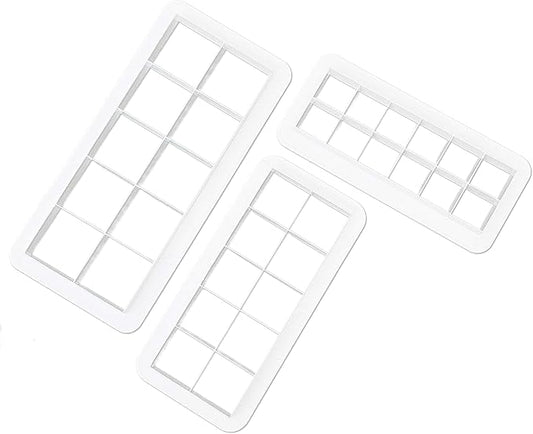 Clever Monster Square Cookie Cutter Set, Geometric Multicutter Square Cake Fondant Cutter, 3 Size Square Biscuit Cutters Cake Decorating (White).