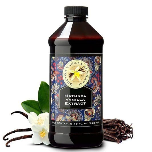 Natural Vanilla Extract, 16 fl oz - Madagascar Bourbon vanilla, kosher, sugar‑free, GMO‑free, gluten‑free, and additive‑free