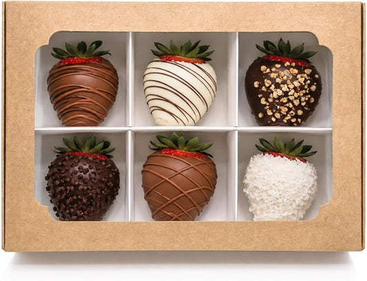 Zealax Kraft Bakery Boxes with Window and Dividers Cookie Packaging Small Treats for Gift Giving, Macaron Boxes Treat Boxes for Mini Cupcakes, Chocolate Covered Strawberries, 10 Pack, 9x6x2.5 Inch