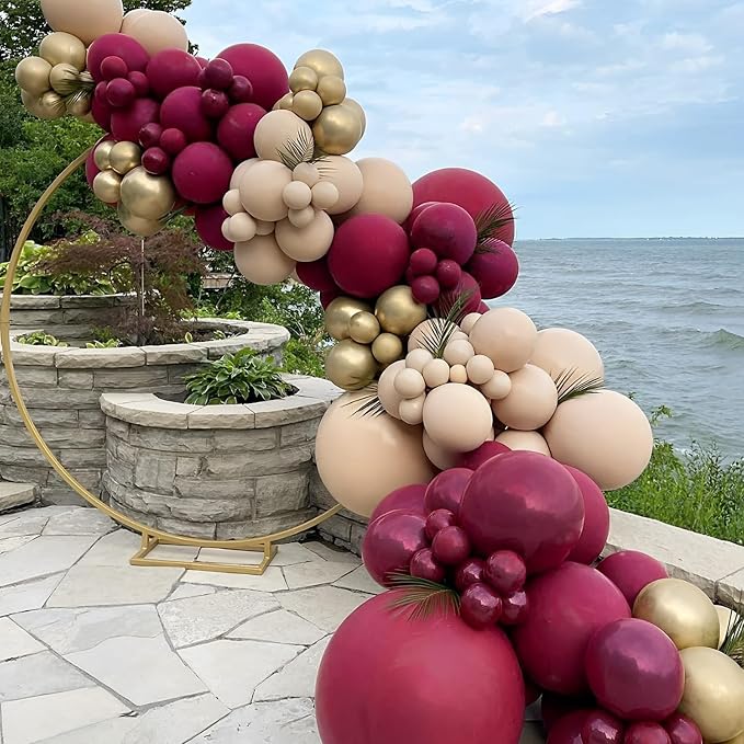 Voircoloria 90pack Burgundy Balloons Different Size 18/12/10/5 Inch Maroon Balloon Garland Arch Kit for Graduation, Thanksgiving Day, Autumn Fall Theme Party, Wedding, Birthday Decorations
