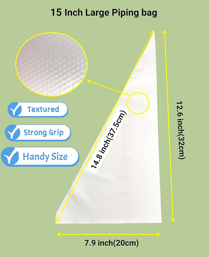 15 Inch Extra Large Piping Bags 100 Pack - Disposable Pastry Bags - Thick Anti-Burst Pastry Icing Frosting Piping Bags For Decorating Cupcakes Cakes Cookies (15 Inch-100 Pack)