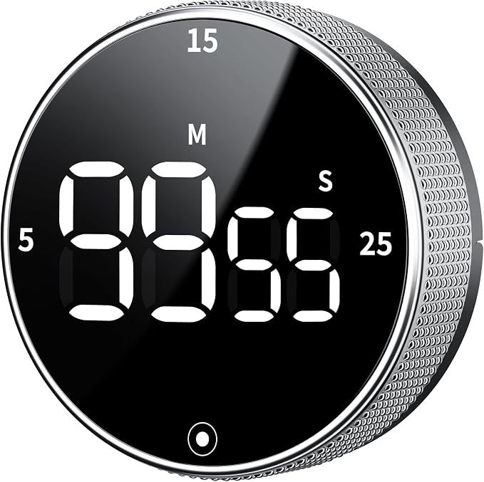 Seniny Digital Kitchen Timer with Magnetic - Visual Timer with Large LED Display, Pomodoro Classroom Timers with 3-Preset Times, Volume Adjustable, Countdown & Count Up Timers for Cooking