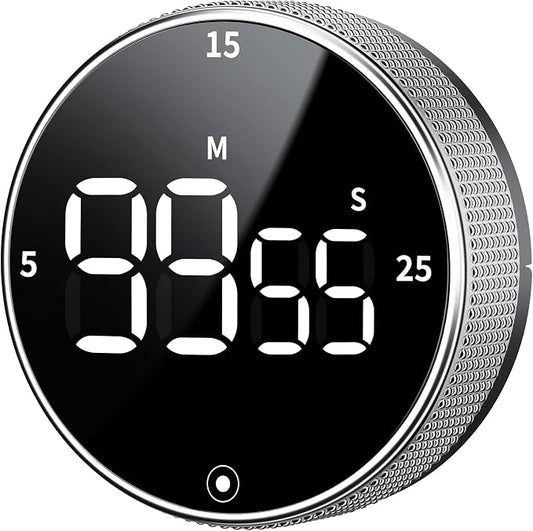 Seniny Digital Kitchen Timer with Magnetic - Visual Timer with Large LED Display, Pomodoro Classroom Timers with 3-Preset Times, Volume Adjustable, Countdown & Count Up Timers for Cooking