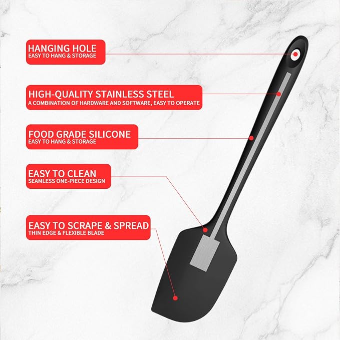 Silicone Spatula,Rubber Spatulas,600°F Heat resistant Baking Spatula, Cooking,Scraping,and Mixing, Non Stick Kitchen Utensils, BPA Free (3 PCS 11 INCH)