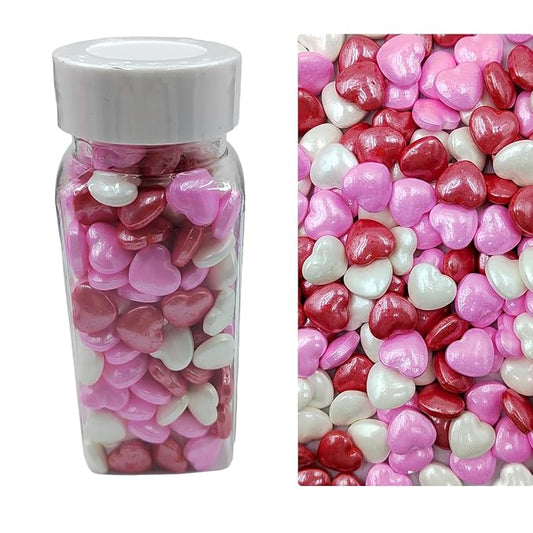 Red Pink and White Heart Valentine Sprinkles, Edible Heart Cake Decorating, Baking Cake Decorations Cupcake Toppers Cookie Decorating, Wedding Party Chirstmas Supplies