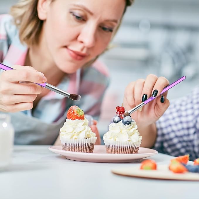 Tatuo 16 Pcs Cake Decorating Tool Set Include Dessert Decorating Syringe Cookie Decoration Brushes Sugar Stir Needle Scriber Fondant Paste Tool Rolling Pin for Cookie Cake Supplies