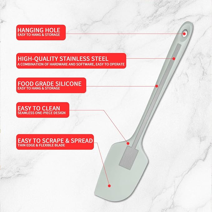 2 PCS Silicone Spatula 11 Inches Heat Resistant,600°F Rubber Kitchen Spatula for Baking, Scraping, & Mixing - BPA Free Nonstick Cookware Safe Flexible Utensil for Cooking (2, Green)